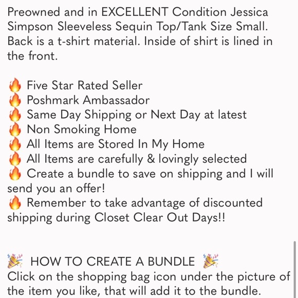 Jessica Simpson Sleeveless Sequin Top/Tank Size Small - Picture 12 of 12